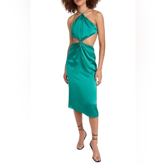 Fame And Partners New NWT Green Backless Demeter Midi Dress Size 12 - Picture 1 of 8